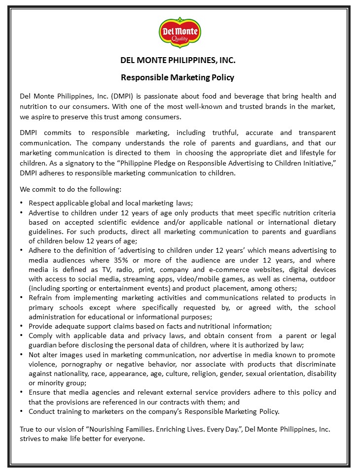 DMPI Responsible Marketing Policy ( Masterfile )